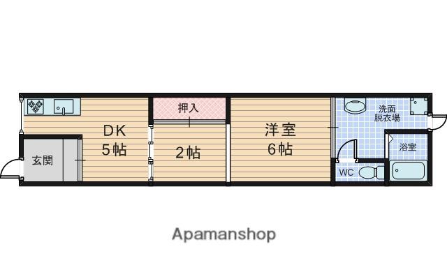 大阪メトロ御堂筋線 東三国駅 徒歩16分 1階建 築66年(2DK)の間取り写真