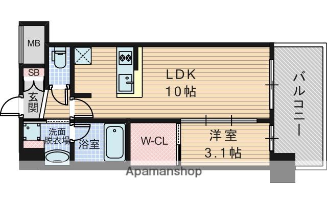 コンフォリア・リヴ新大阪西宮原ソルテラス(1LDK/4階)の間取り写真