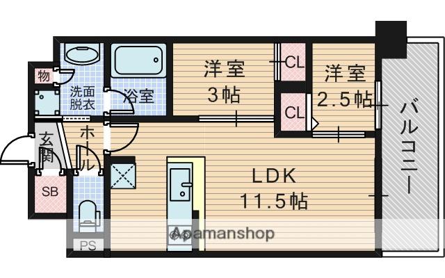 コンフォリア・リヴ新大阪西宮原ソルテラス(2LDK/4階)の間取り写真