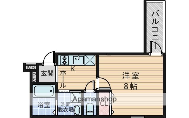 フジパレス豊里中央公園南Ⅱ番館(1K/1階)の間取り写真