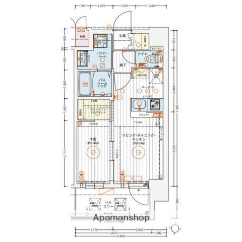 エステムコート新大阪XVIパルス(1LDK/3階)の間取り写真