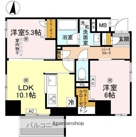 ダイワシティー新大阪(2LDK/2階)の間取り写真