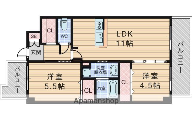 MANGOKUKEI(2LDK/2階)の間取り写真