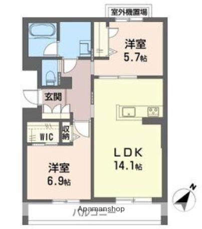 ヘミングウェイ(2LDK/2階)の間取り写真