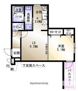 セレーノ北桜塚(1LDK/1階)の間取り写真