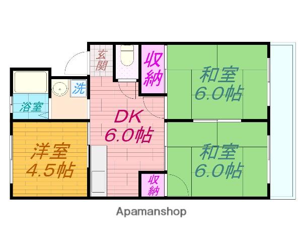 西田ハイツ(3DK/3階)の間取り写真