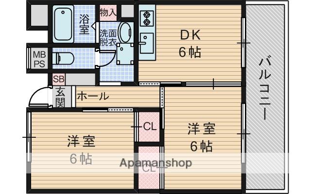 桜塚ミナミこよしマンション(2DK/2階)の間取り写真