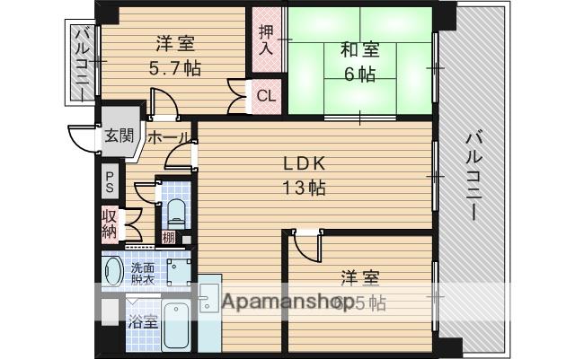 ケントマンション(3LDK/4階)の間取り写真