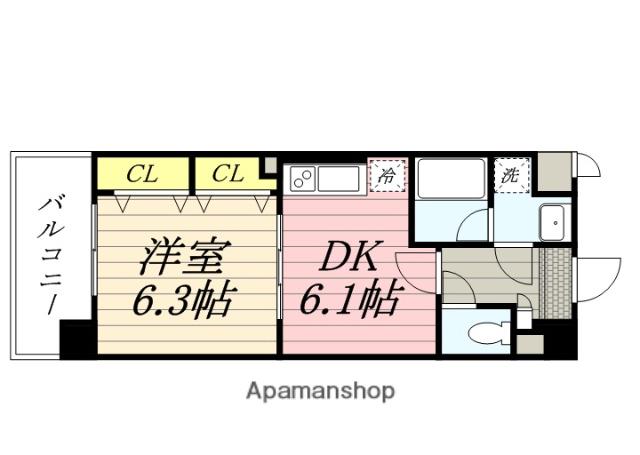 ベロクオーレ三国(1DK/4階)の間取り写真