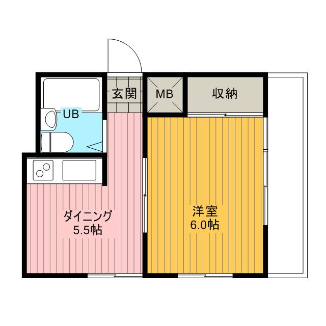 ハイツルエスト(1DK/2階)の間取り写真