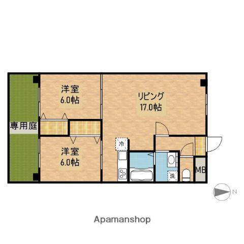 パークハイツアイリス2号館(2LDK/1階)の間取り写真