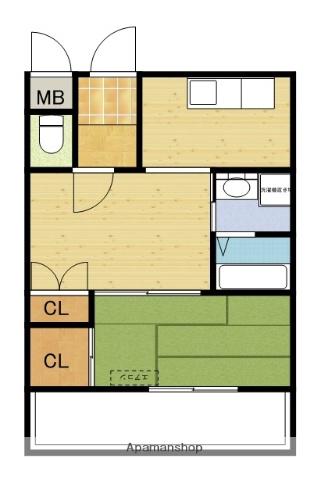 三功マンション(2K/4階)の間取り写真