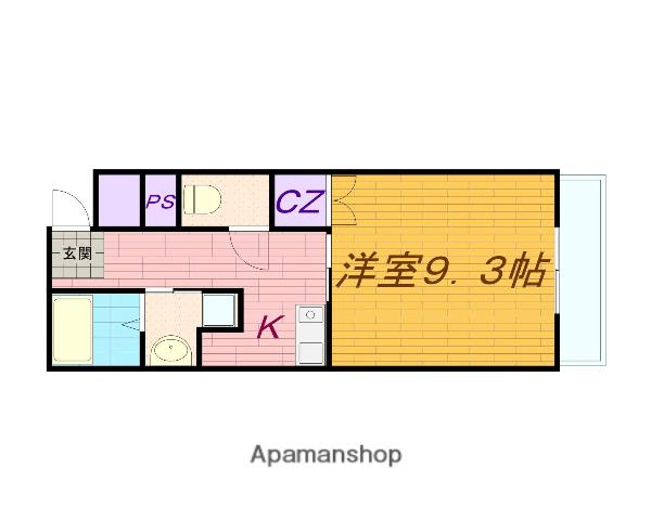 ウェスツオーネ(1K/2階)の間取り写真