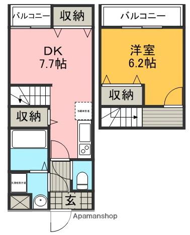 スリーハーブズ服部寿町(1DK/1階)の間取り写真