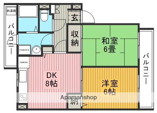 アヴィタシヨン岡町(2DK/1階)の間取り写真