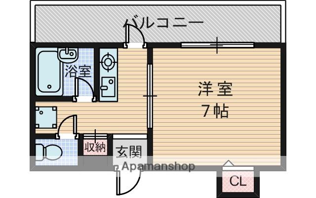 ウエスト・コア(1K/4階)の間取り写真