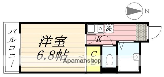 服部ハイツカワバタ(1K/4階)の間取り写真