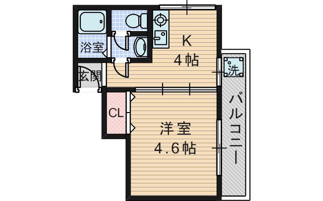 山田ハイツ(1DK/4階)の間取り写真
