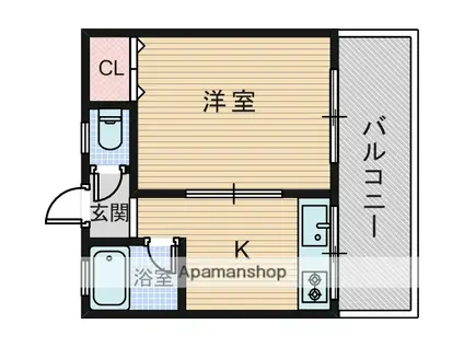栄穂マンション(1DK/2階)の間取り写真