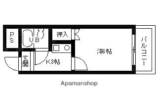 ビスタ緑地Ⅰ(ワンルーム/2階)の間取り写真