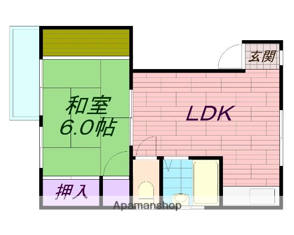 真鍋マンション(1LDK/4階)の間取り写真