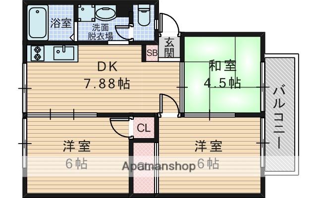 サンライズ曽根西ハイツ(3DK/2階)の間取り写真