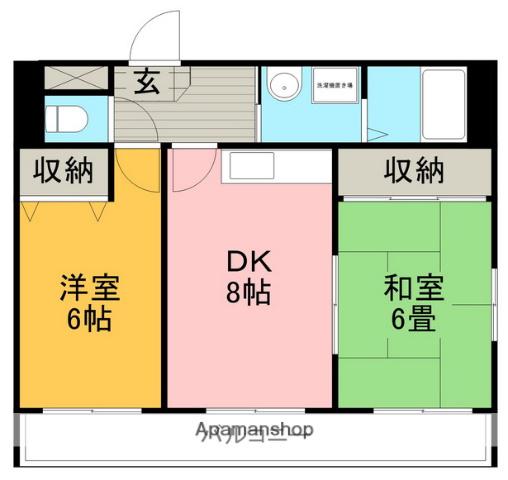 スカイハイツ緑地(2DK/3階)の間取り写真