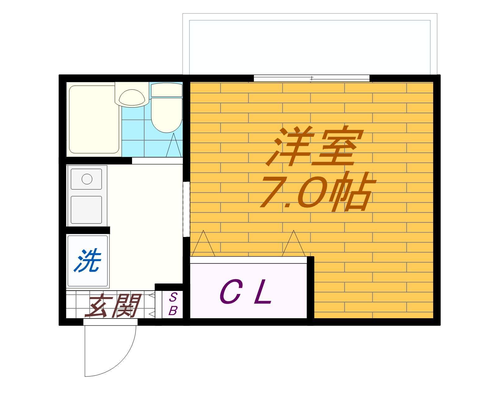 グランヴェルデ中桜塚(1K/2階)の間取り写真