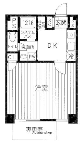 オズコート(1DK/1階)の間取り写真