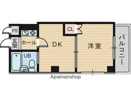 シャルマンフジ服部壱番館(1DK/4階)の間取り写真