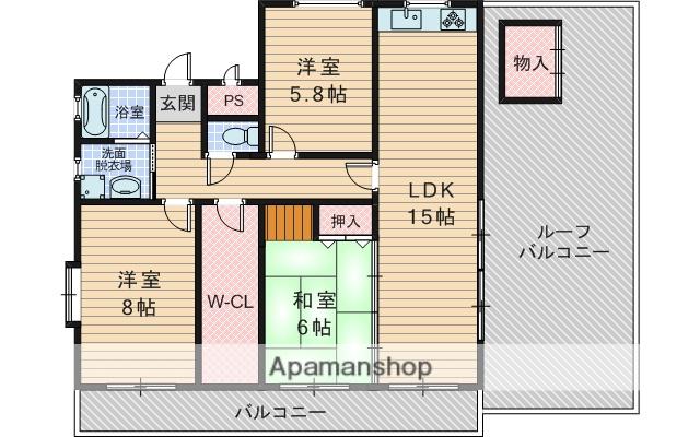 ツインワダ(3LDK/4階)の間取り写真
