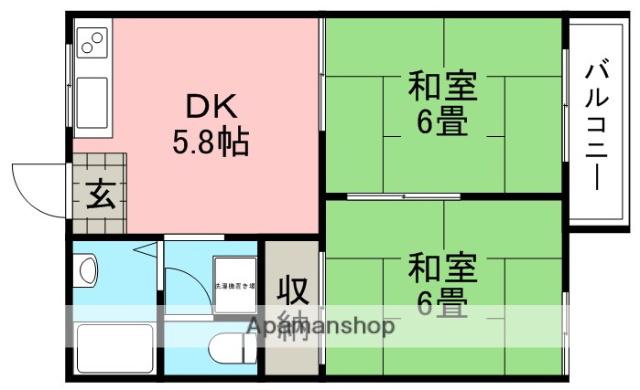 ピアシャンテ(2K/1階)の間取り写真