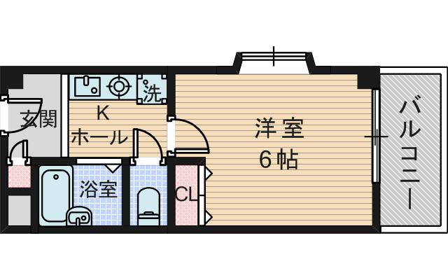 サンパレス21豊中Ⅲ(1K/3階)の間取り写真