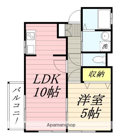 ウエストヒルズⅡ(1LDK/1階)の間取り写真