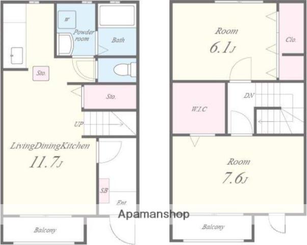 ヴィラージュ刀根山(2LDK/1階)の間取り写真