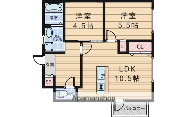 フィールドスルー司マンション(2LDK/2階)の間取り写真