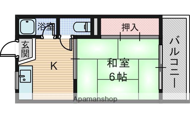 ビスタ岡町(1K/1階)の間取り写真
