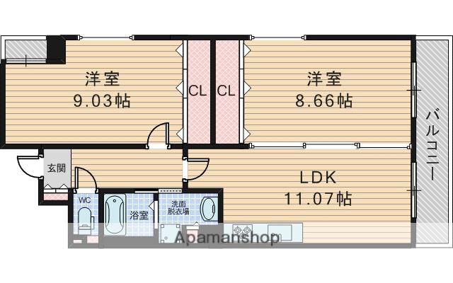 LUXE北桜塚(2LDK/2階)の間取り写真