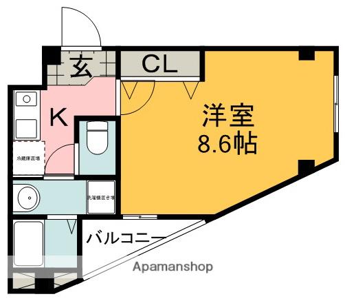 SQUARE9豊中(1K/1階)の間取り写真