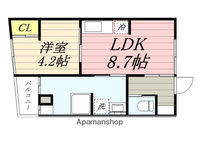 オリエンタルマンション(1DK/4階)の間取り写真