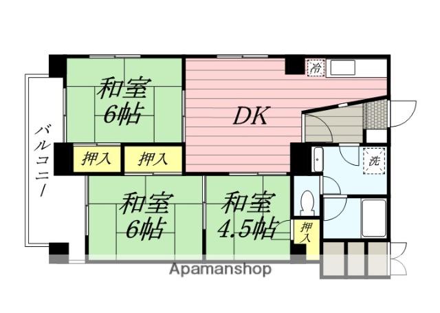 豊中グランドハイツ(3DK/6階)の間取り写真