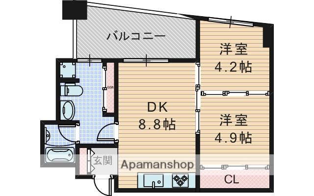 ドリームコート豊中(2DK/4階)の間取り写真