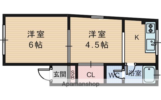 千里川マンション(1DK/3階)の間取り写真