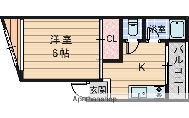 千里川マンション(1DK/2階)の間取り写真