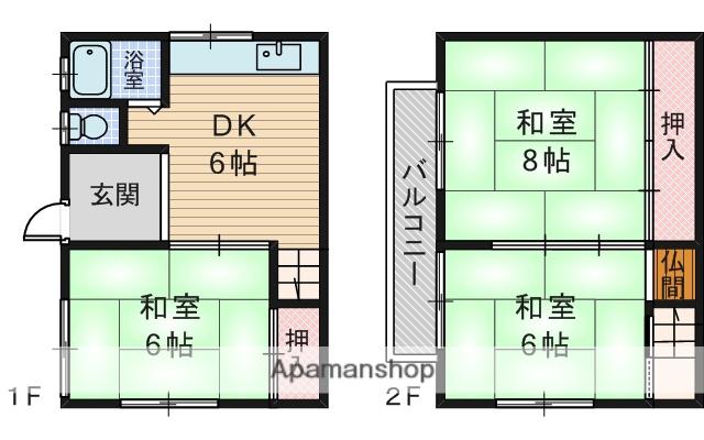 阪急電鉄宝塚線 豊中駅 徒歩12分 2階建 築59年(3DK)の間取り写真