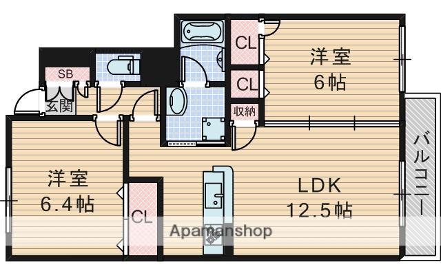 シャーメゾン ノース GUARDIAN(2LDK/1階)の間取り写真