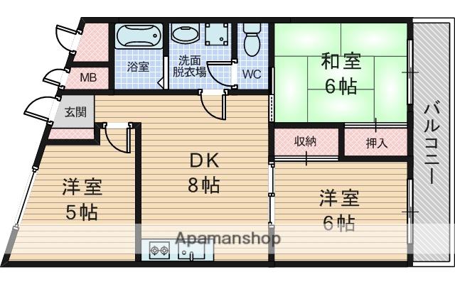 ユニーブル岡町(3DK/3階)の間取り写真