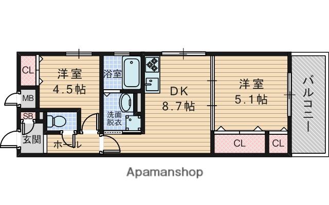 ラモーナ庄内栄町(2DK/3階)の間取り写真