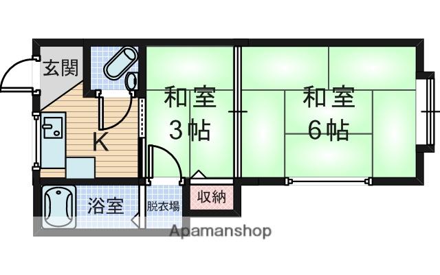香住荘(2K/2階)の間取り写真