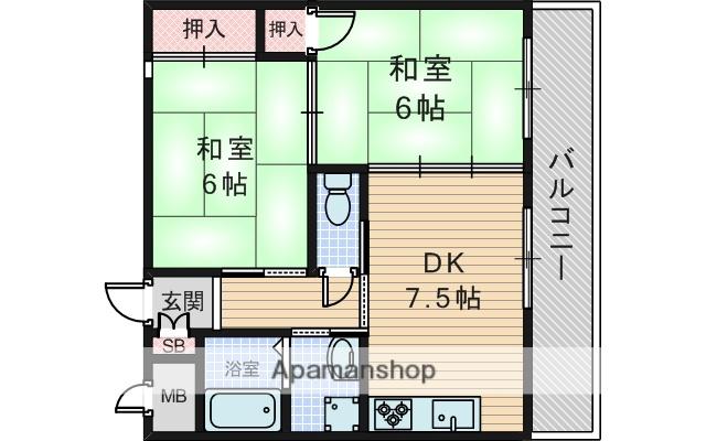 シルクパレス(2DK/4階)の間取り写真